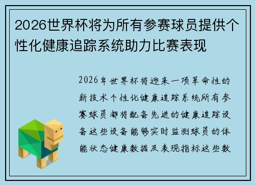 2026世界杯将为所有参赛球员提供个性化健康追踪系统助力比赛表现